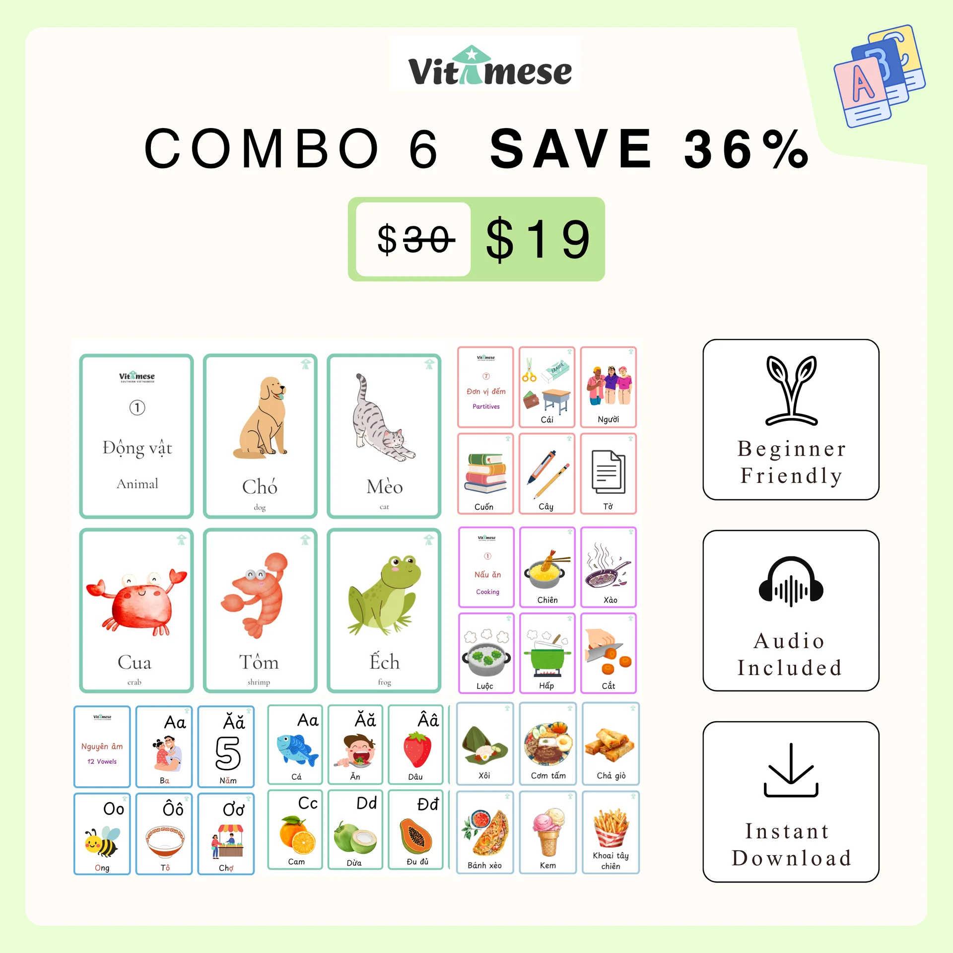 6 SETS BUNDLE - Beginner 0, 1, 2, 3, 4 and Supper Kids Flashcards